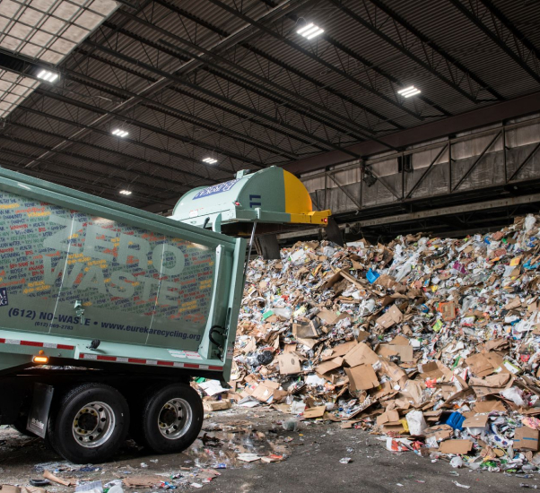 Truck emptying recycling