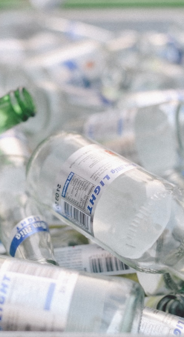 Glass bottles ready for recycling