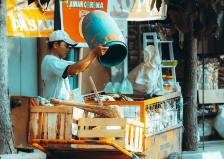 Man sorting recycling